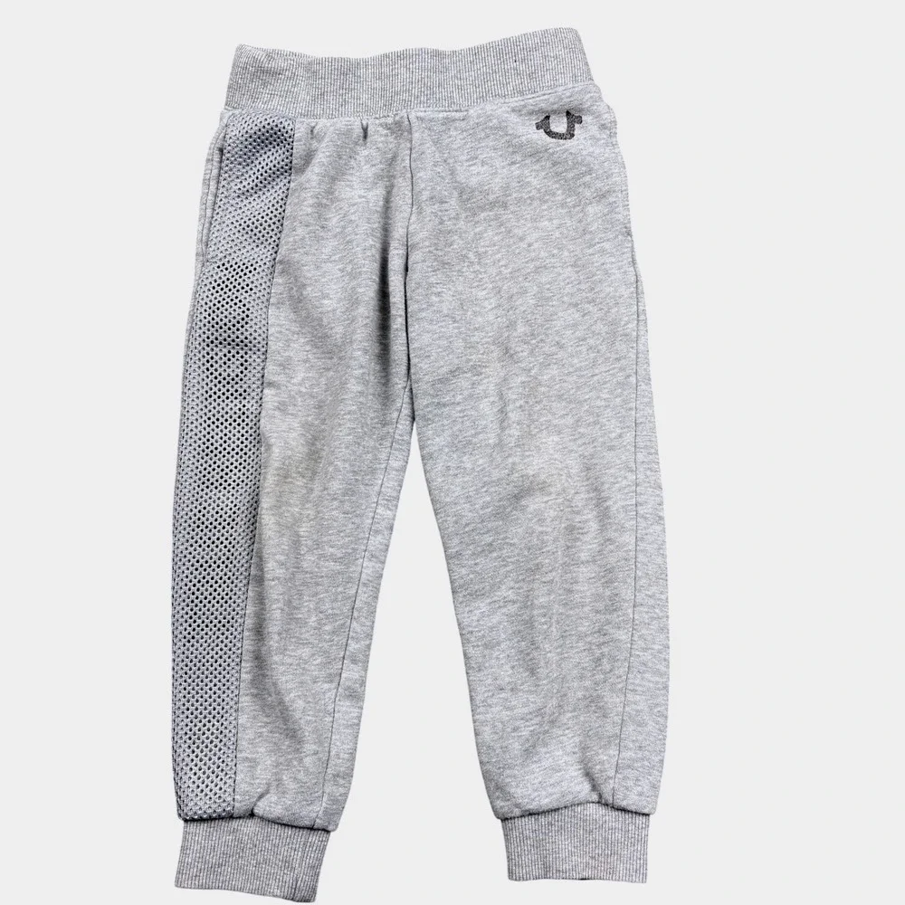 True Religion Kids 4‎ Sweatpants Joggers Gray Mesh Side Logo Sporty Adventurer